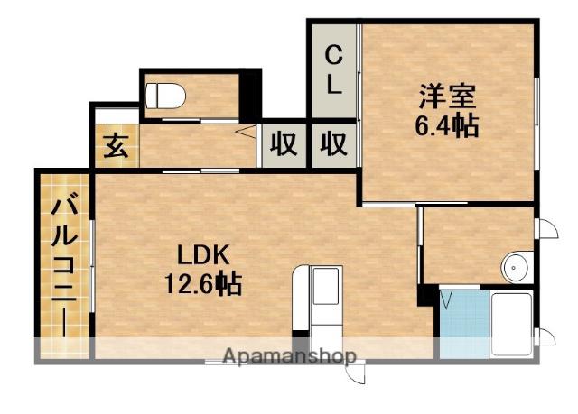コンフォートKAMI PARK イースト(1LDK/1階)の間取り写真