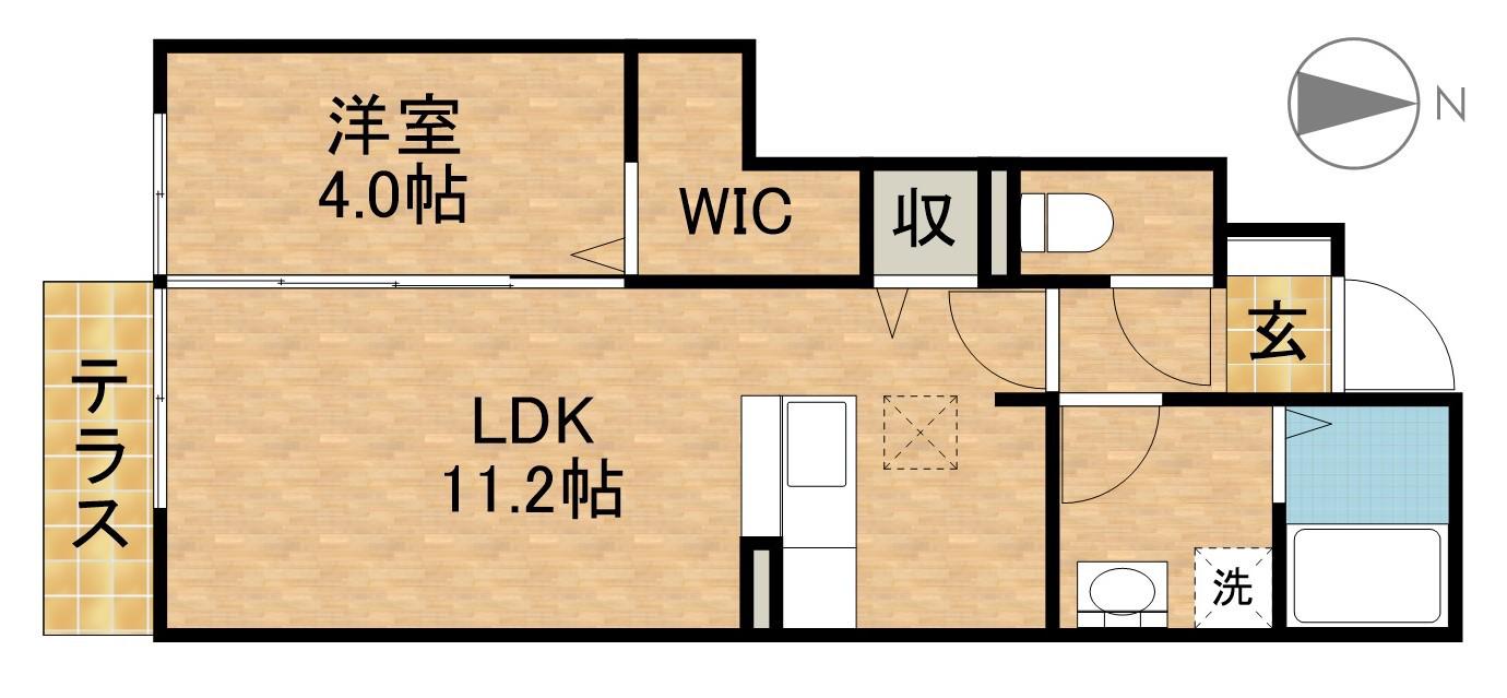 SERENO3(1LDK/1階)の間取り写真