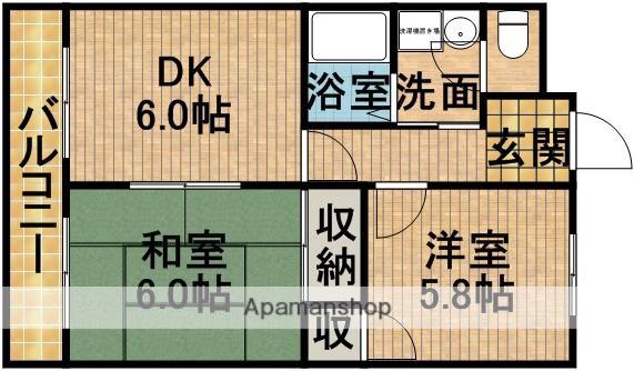 レーニア(2DK/2階)の間取り写真