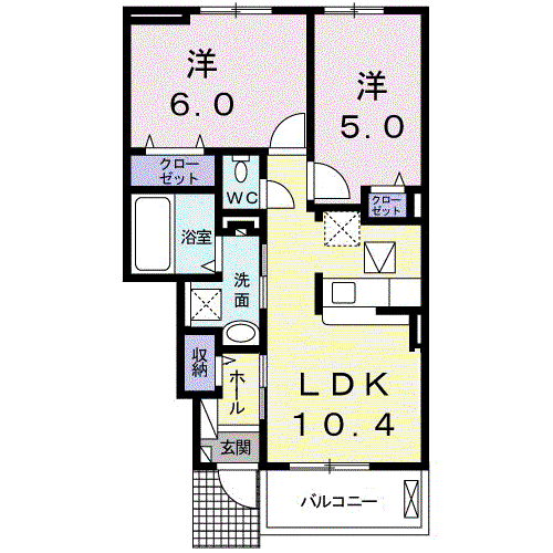 ルミナーレ(2LDK/1階)の間取り写真