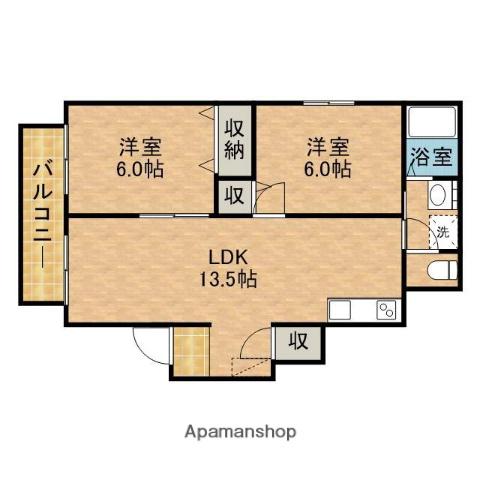 ヴィラ藤岡(2LDK/1階)の間取り写真
