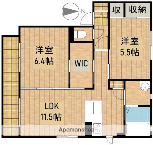 グランコートⅢ(2LDK/2階)の間取り写真