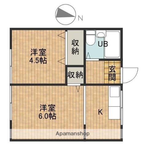 寺田アパート(2K/1階)の間取り写真
