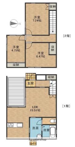 遠州鉄道 曳馬駅 徒歩5分 2階建 築6年(3LDK)の間取り写真