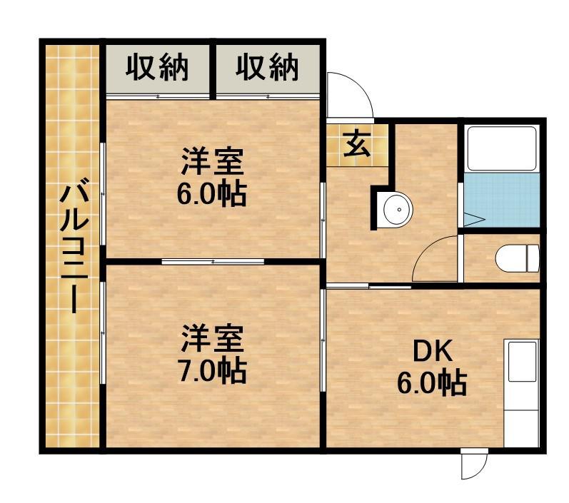 シティーベル(2DK/1階)の間取り写真
