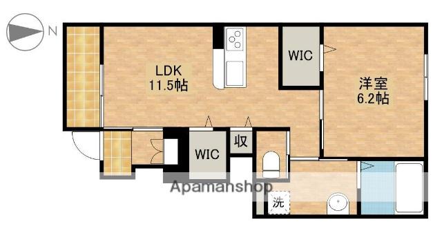 シーダー初生(1LDK/1階)の間取り写真