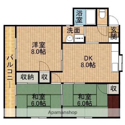 リバーシティ杉森A(3DK/2階)の間取り写真