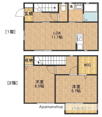 東海道本線 浜松駅 バス乗車時間：20分 富塚停バス停で下車 徒歩11分 2階建 築11年(2LDK)の間取り写真