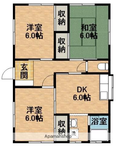 東海道本線 菊川駅(静岡) バス乗車時間：44分 浜岡中学校前バス停で下車 徒歩13分 1階建 築24年(3DK)の間取り写真