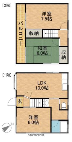 東海道本線 浜松駅 バス乗車時間：35分 瑞穂小バス停で下車 徒歩5分 1階建 築36年(3LDK)の間取り写真