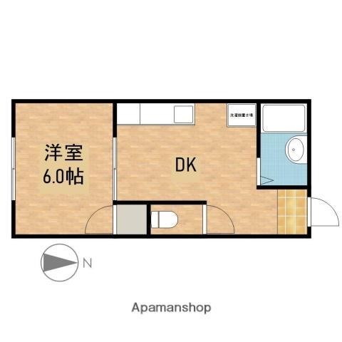 レクリオヒロ西池新田(1K/2階)の間取り写真