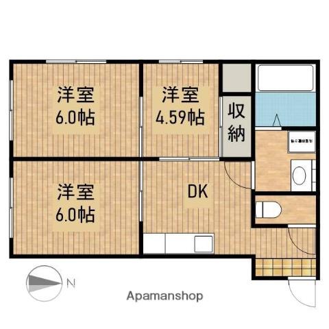 レクリオヒロ西池新田(3DK/1階)の間取り写真
