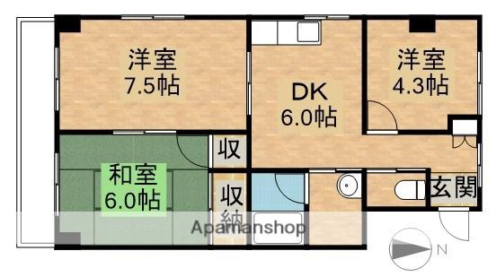 メゾンド夏目(3DK/3階)の間取り写真