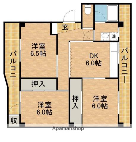 田内マンション(3DK/5階)の間取り写真