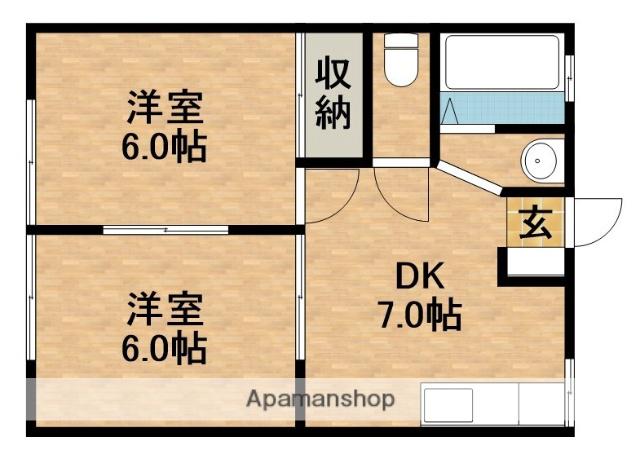 コーポかとう(2DK/1階)の間取り写真