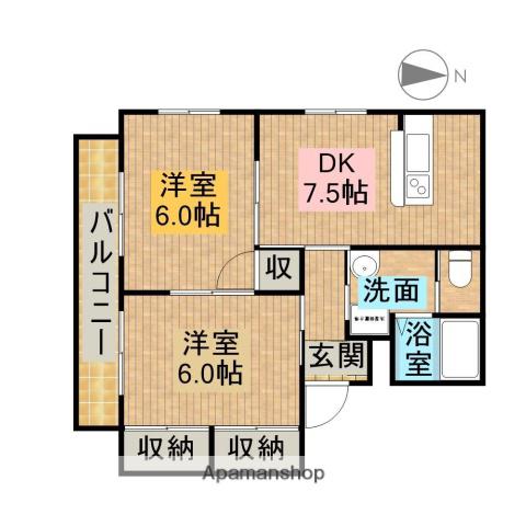 アベニュー平野Ⅱ B(2DK/2階)の間取り写真