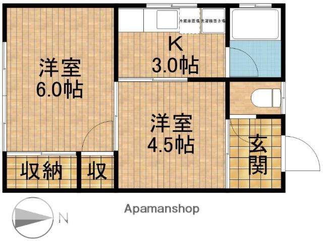 コーポサンエイトB(2K/2階)の間取り写真