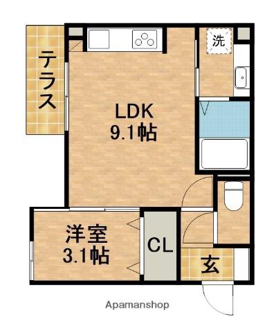 D-HILLS元浜(1LDK/1階)の間取り写真
