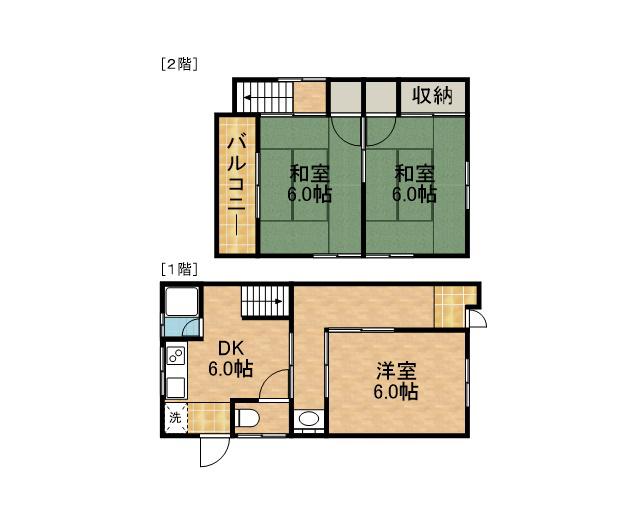 東海道本線 藤枝駅 バス乗車時間：9分 上伝馬バス停で下車 徒歩12分 2階建 築47年(3DK)の間取り写真