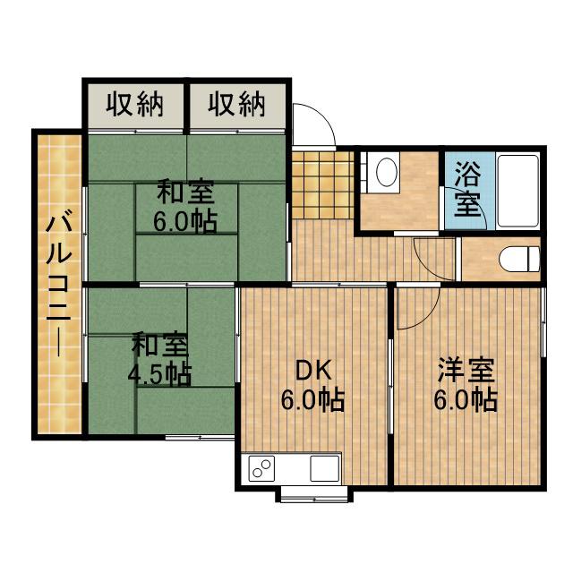 サンリーフ水守(3DK/2階)の間取り写真
