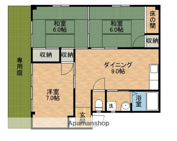 リバーシティ杉森D(3DK/1階)の間取り写真