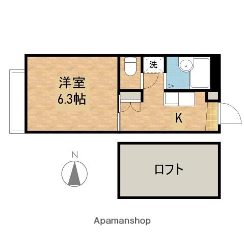 東海道本線 袋井駅 バス乗車時間：11分 浅羽東バス停で下車 徒歩3分 2階建 築29年(1K/2階)の間取り写真