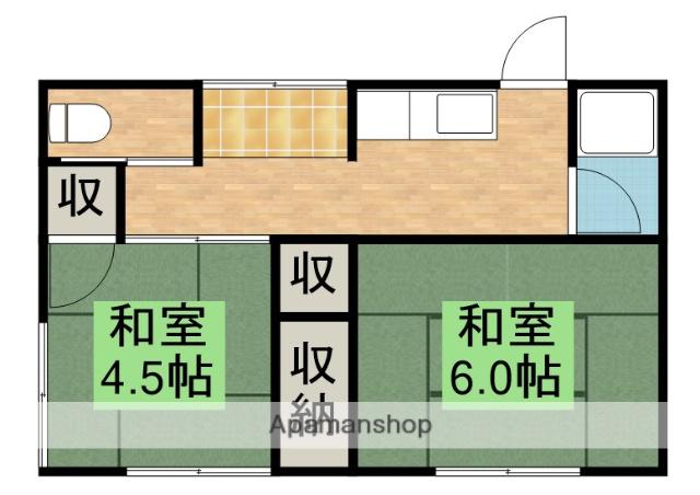 遠州鉄道 遠州西ケ崎駅 徒歩4分 1階建 築55年(2K)の間取り写真