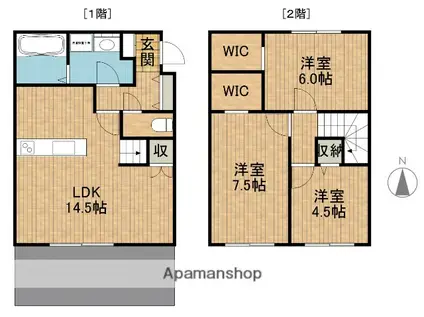 東海道本線 浜松駅 バス乗車時間：30分 幸町バス停で下車 徒歩5分 2階建 築1年(3LDK)の間取り写真