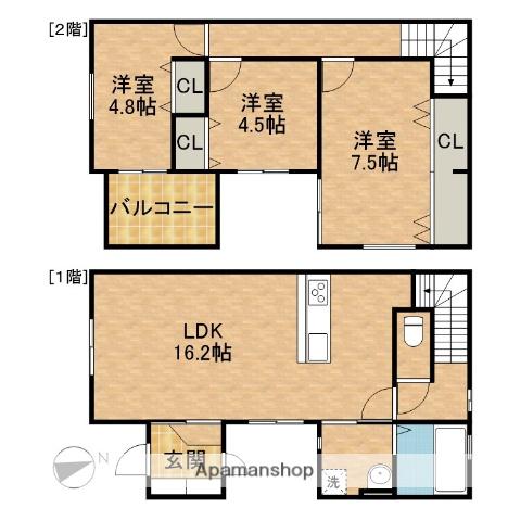 東海道本線 浜松駅 バス乗車時間：19分 西塚町バス停で下車 徒歩9分 2階建 築2年(3LDK)の間取り写真