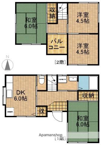 東海道本線 浜松駅 バス乗車時間：11分 浜松駅バス停で下車 徒歩3分 2階建 築39年(4DK)の間取り写真