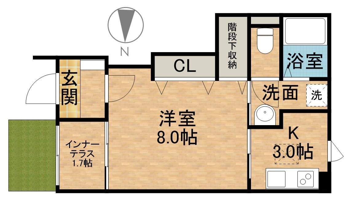 ひまわり(1K/1階)の間取り写真