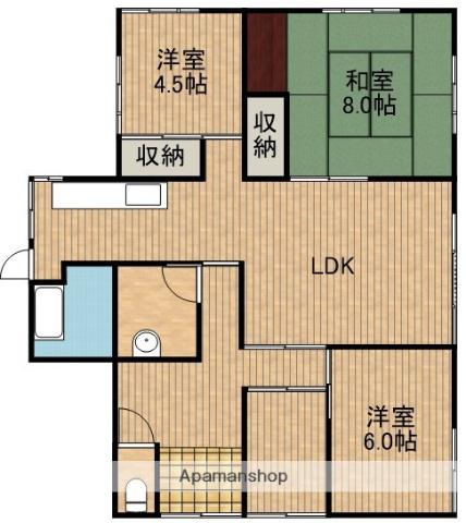 東海道本線 浜松駅 バス乗車時間：20分 安松南バス停で下車 徒歩3分 1階建 築46年(3LDK)の間取り写真