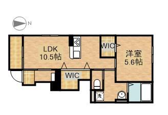 ルナ白羽(1LDK/1階)の間取り写真