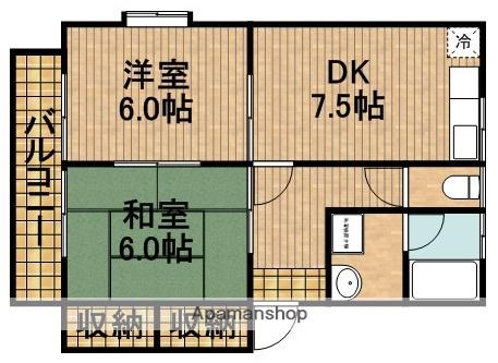 エスポワールミユキB(2DK/2階)の間取り写真