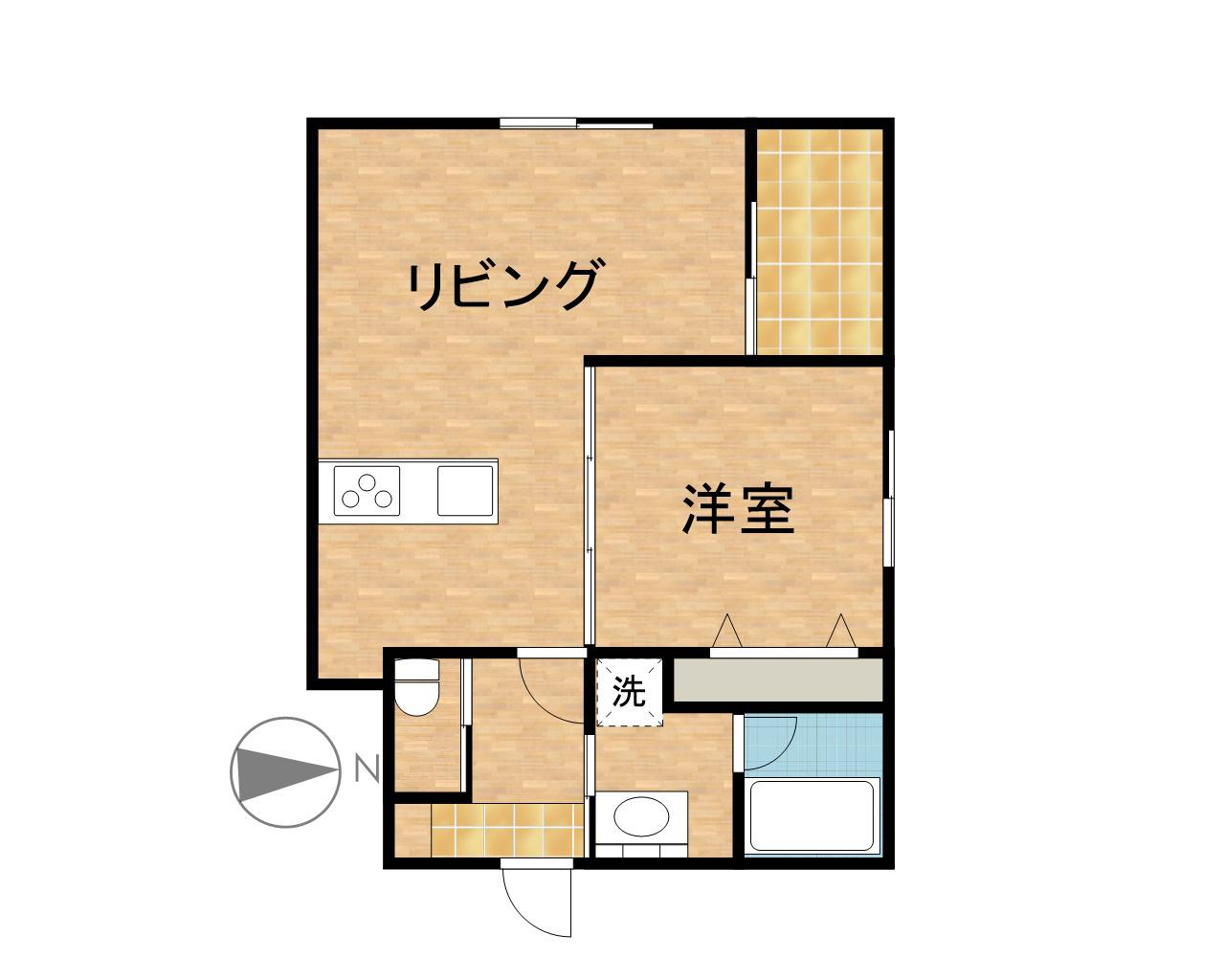 FELSEN DREI(1LDK/1階)の間取り写真