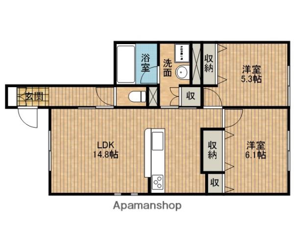 サンサリーレ(2LDK/1階)の間取り写真