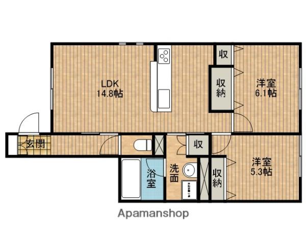 サンサリーレ(2LDK/1階)の間取り写真