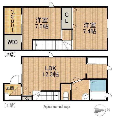 シエロアスール(2LDK/1階)の間取り写真