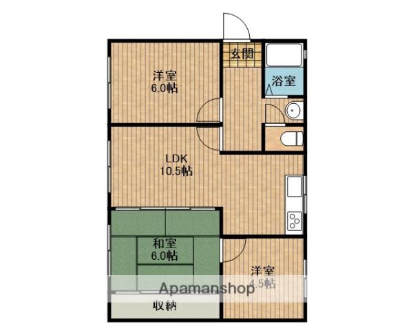 東海道本線 焼津駅 バス乗車時間：30分 市営団地前バス停で下車 徒歩3分 1階建 築49年(3LDK)の間取り写真