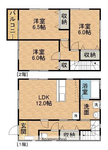 東海道本線 浜松駅 バス乗車時間：13分 安松第二公園バス停で下車 徒歩2分 2階建 築22年(3LDK)の間取り写真