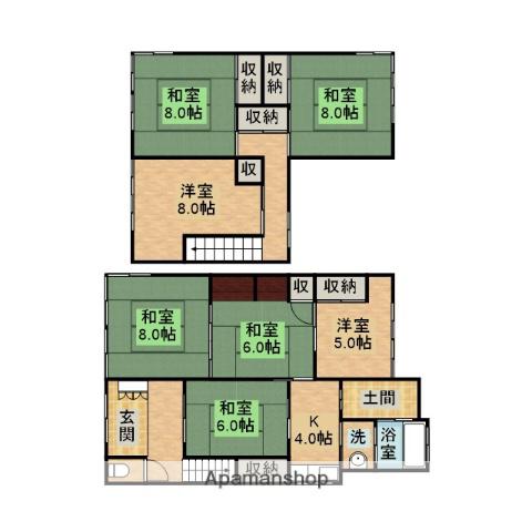 東海道本線 焼津駅 バス乗車時間：30分 石津浜バス停で下車 徒歩4分 2階建 築66年(7DK)の間取り写真