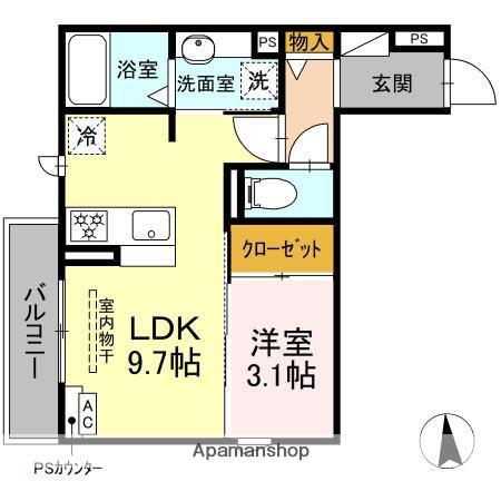 D-HILLS領家Ⅱ(1LDK/1階)の間取り写真