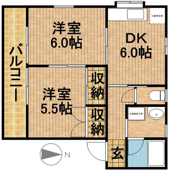 クローバーA(2DK/2階)の間取り写真