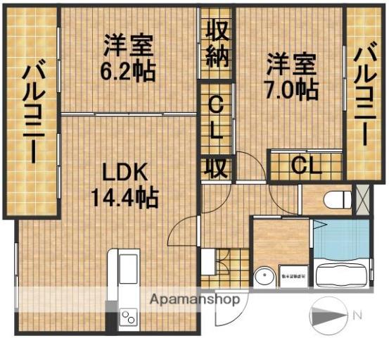 エスペランサ(2LDK/3階)の間取り写真