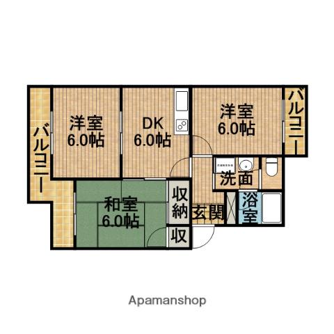 マンションサザンⅡ(3DK/5階)の間取り写真
