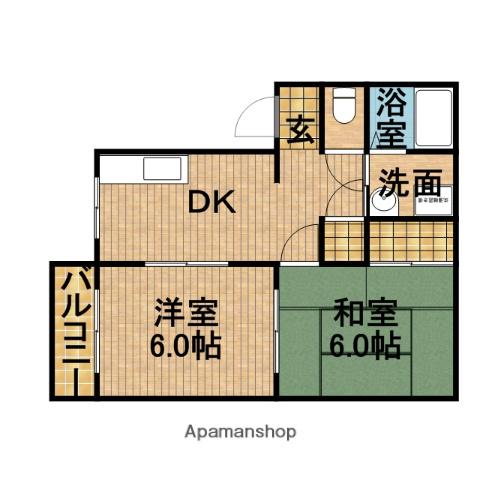 オネスティ(2DK/2階)の間取り写真