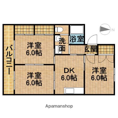 カーサ・グランデ(3DK/2階)の間取り写真