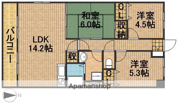 ベント484(3LDK/1階)の間取り写真