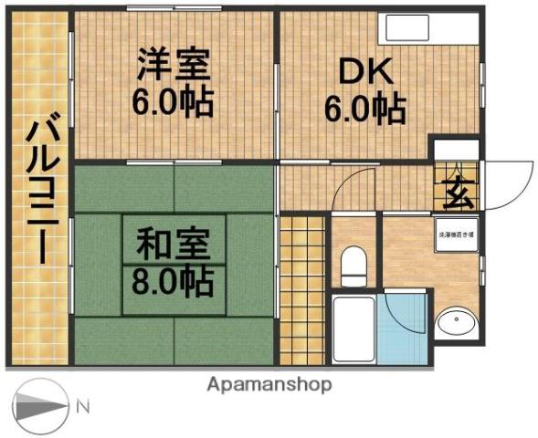 マンションカズ(2DK/1階)の間取り写真