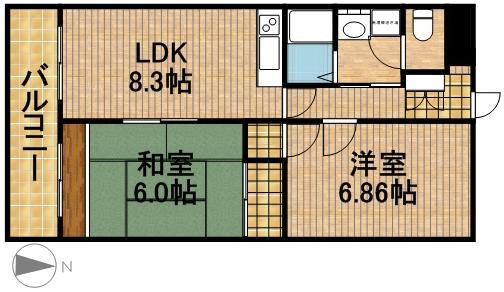 クレール・トヨダ(2DK/7階)の間取り写真